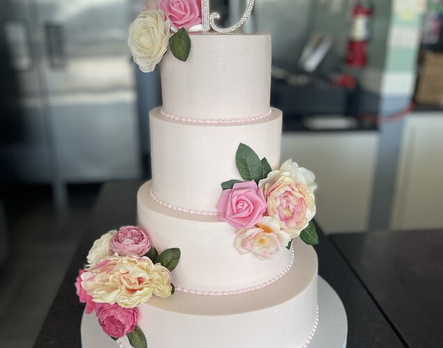 Blush Garden Quinceañera Cake